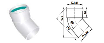 Угол Termica D80 45 град (TAU845)