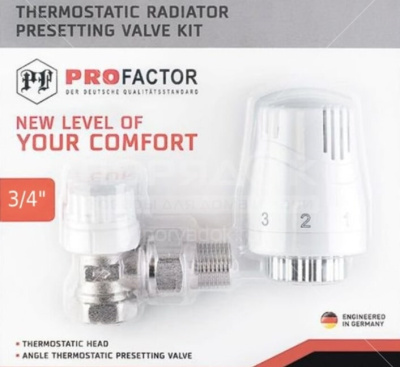 Комплект термостатический угловой с преднастройкой 3/4" PROFactor (PF RVT 992)